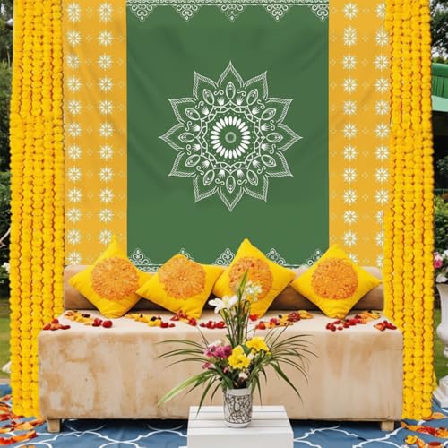 Image of Party Propz Traditional Backdrop Decoration Cloth - 1Pc Ganpati Decoration Setup for Home, Backdrop Cloth Decorations for Pooja, Varamahalakshmi Decorative Items, Krishna Janmashtami, Annaprasana