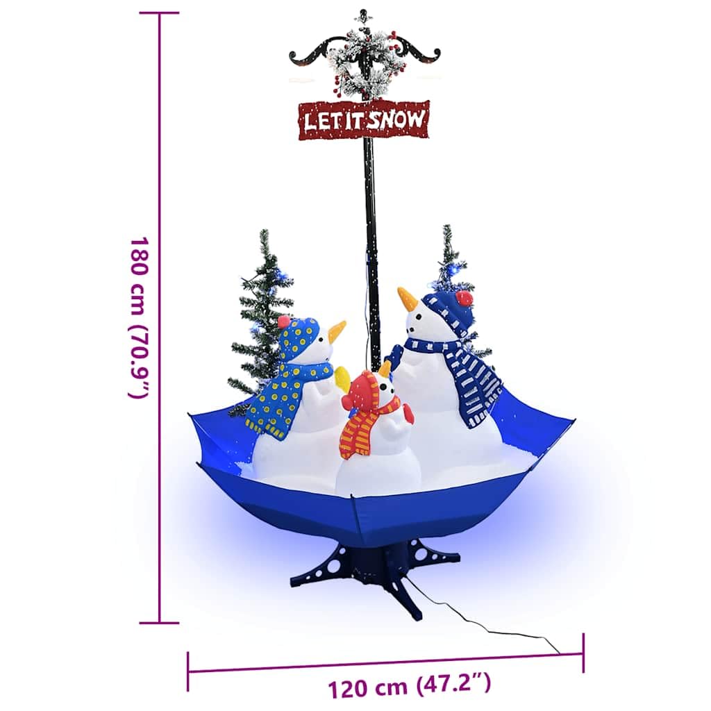Refined Künstlicher Schneefall Tannenbaum Christbaum Kunstbaum Dekobaum Weihnachten Dekoration Weihnachtsbaum mit Schnee und Schirm-Fuß Blau 170 cm PVC