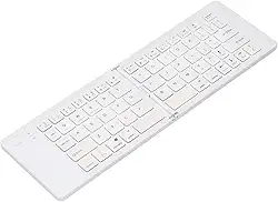 Teclado Bluetooth Dobrável Sem Fio, Portátil Ultrafino Magnético Recarregável, Bluetooth 5.0, 150mAh, Compatível com Android e Windows, Branco, 7.3mm