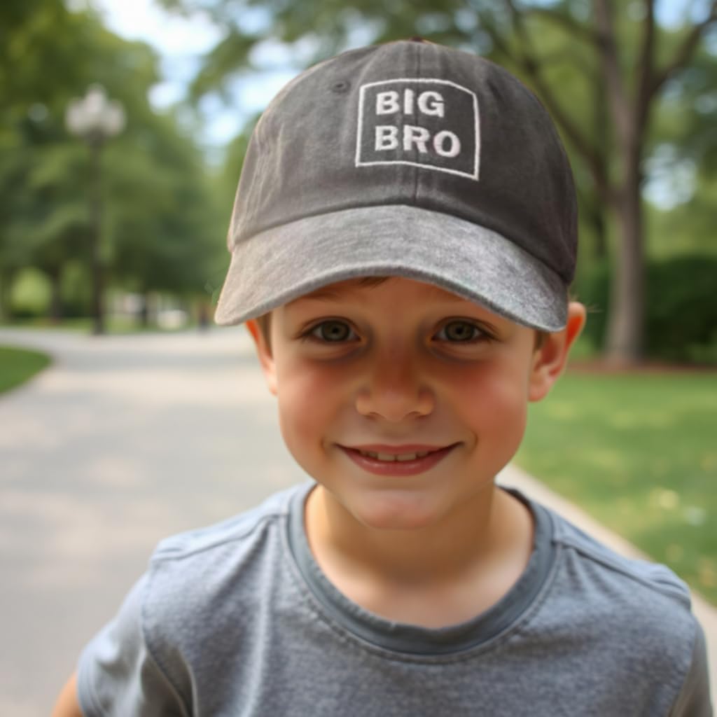 Cute Big Bro Hat Teen Boy Hat Boys Baseball Caps Big Brother Gift for 4-15 Years Boy Birthday Present Matching Slibling Costumes Cotton Black