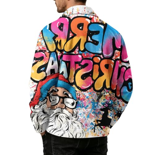 Mens Shirt Jacket Christmas Print Streetwear Comfortable Loose Shacket - image 6