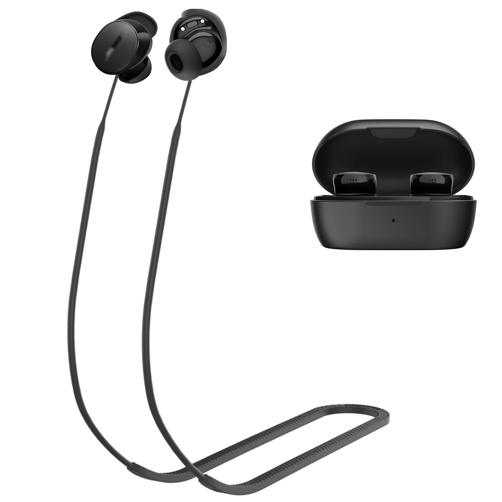 PUCGUE Anti-Lost Strap Compatible with Bose New QuietComfort Earbuds (2024), Soft Silicone Sports Lanyard for Bose New QC Earbuds, Anti-Slip Neck Rope Cord (Black)