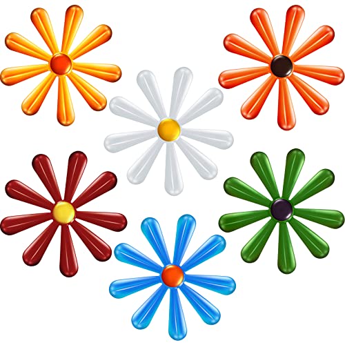 6 Piezas Decoraciones de Pared de Flores de Metal 4 x 4 Pulgadas Margaritas de Metal para Patio Flores de Arte para Balcón Adornos de 3D Flores para Dormitorio Sala de Estar Cover
