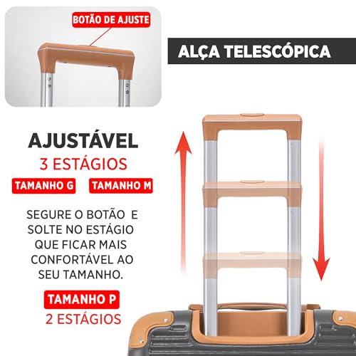 Mala de Viagem de Bordo Nice 10kg Rígida ABS Padrão ANAC com 4 Rodas duplas 360º e Trava de segredo