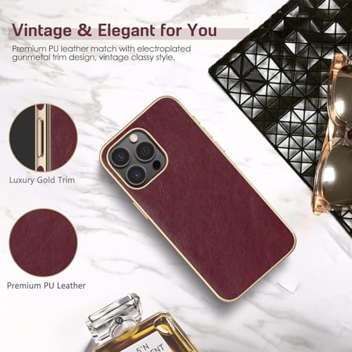 LOHASIC for iPhone 15 Pro Max Case Leather, Phone Case for Women, Burgundy - image 3
