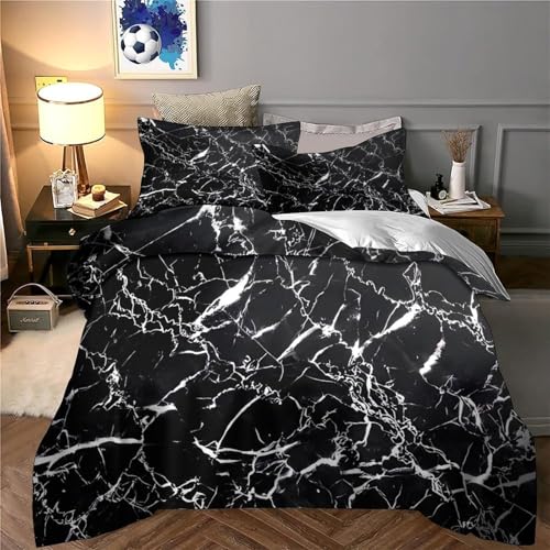 Parure de lit 135x200cm avec housse de couette microfobre noir et blanc - 6