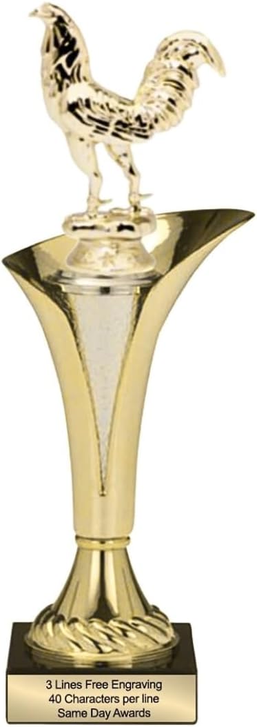 Typhoon Fighting Rooster Trophy Custom Engraved Award with Genuine Marble Base Symbolizing Strength Courage Leadership Victory and Achievement
