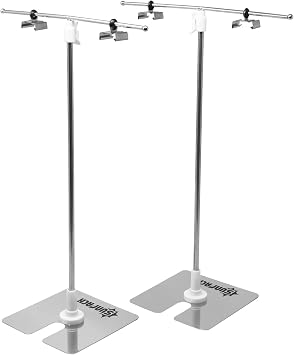 SUNPACK Double Mini Metal Light Stand, Silver, 16", Pack of 2 - Holds LED or T5 Grow Lights for Seed Starting and Indoor Gardening