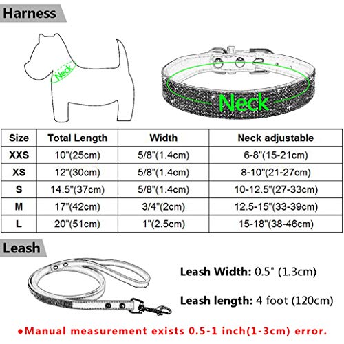 Jxinrong Rhinestone Bling Leather Dog Cat Collar & Leash Set Crystal Diamonds Studded Cute Bowknot Puppy Small Dogs Collar Puppy Leash #TOP4