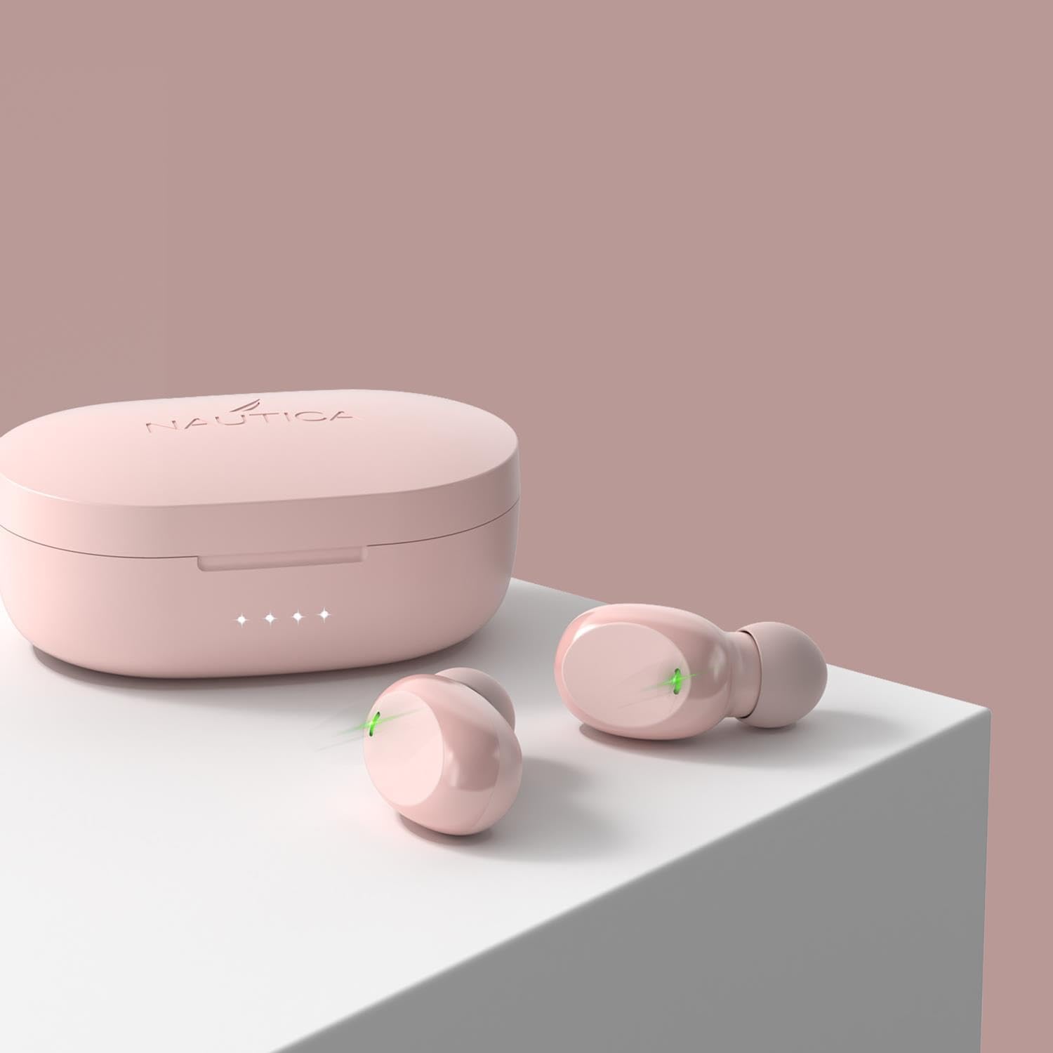 Nautica T120 True Wireless Earbuds, Bluetooth v5.1 TWS in-Ear Earphones with Built-in Mic, Wireless Bluetooth Earbuds with Charging case Touch Control, Ergonomic Design Sweat-Proof USB-C (Nude)