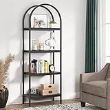 Tribesigns 4-Tier Open Bookshelf, 70.8' Wood Bookcase Storage Shelves with Metal Frame, Freestanding Display Rack Tall Shelving Unit for Office, Bedroom, Living Room, Easy Assembly (Black, 1PC)