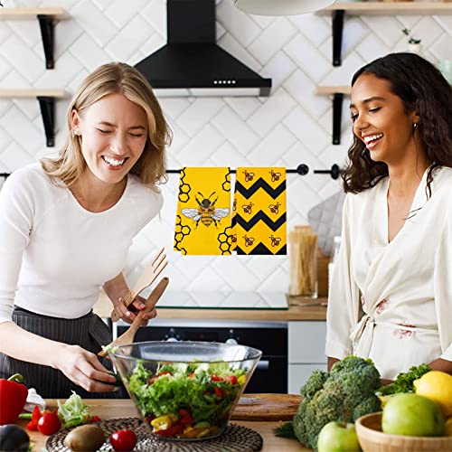 Lebsitey Bee Gnome Kitchen Towels, 4 Pack Bee Kind Bee Happy Sweet Home Quotes Tea Dish Towels, Absorbent Drying Cloth Tea Towels For Cooking Baking,16×24In (Bee Towels) #TOP5