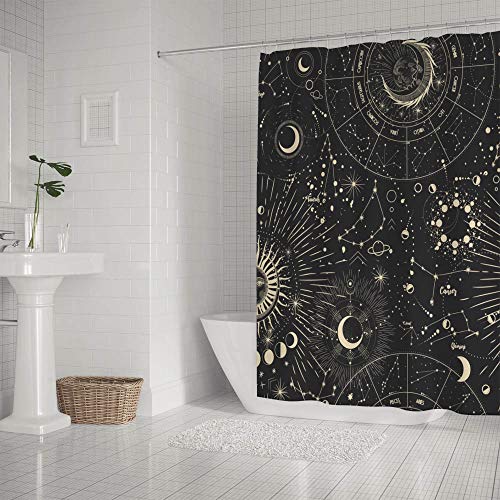 Rideau de douche imperméable style espace avec anneaux de suspension C - 3