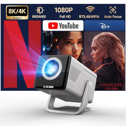 Image of Magcubic Smart Projector 8K&4K Support, Portable Mini Projector with WiFi 6 and Bluetooth 5.4, 800ANSI, Auto Focus & Obstacle Avoidance,1080P Movie Proyector for Home Bedroom Outdoor Android 14