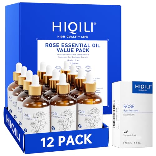 Image of HIQILI Rose Fragrance Oil Set, 12-Pack for Skin, Diffuser & DIY Use | Bulk Pack for Business & Holiday Gifting, Pet Safe & Long Lasting for DIY Candle & Soap Making - 30mL / 1.01 fl oz