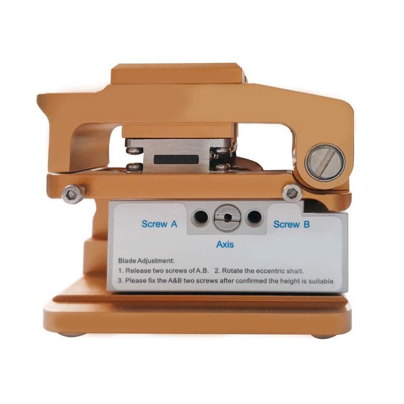 Duogalia S09 Fiber Cleaver for 0.25mm, 0.9mm, 3.0mm Fiber Cable with16 Position Blades and 3 in 1 Fixture Automatic Rebound Slider Rail FTTH Tool (Gold)