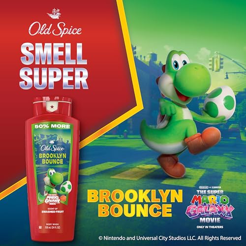 Image of Old Spice X Super Mario, Brooklyn Bounce with Smashed Fruit Scent, Aluminum Free Deodorant + Body & Face Wash Bundle for Men, Smell Super with 24 /7 Lasting Freshness & 24 /7 Shower Clean (Pack of 2)