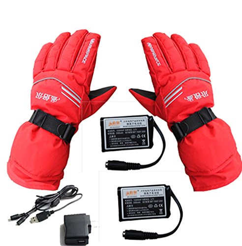 Lithium battery Powered Gloves Heated Gloves Hand Warmer Gloves 12 hours XL Waterproof Red