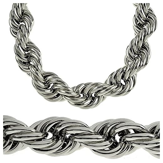 Huge 20mm Silver Tone Thick Hollow Rope 36 Inch Long Necklace Hip Hop Dookie Men's Bling Chain