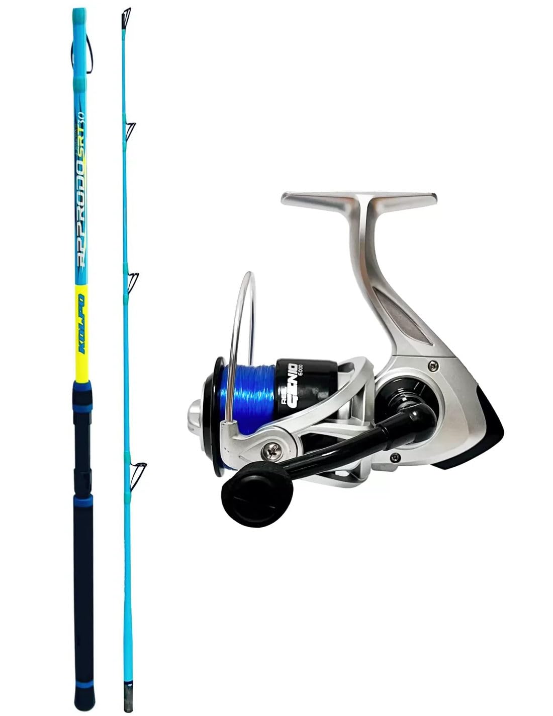 Kolpo Kit Pesca a Traina con Canna in Due Sezioni Mulinello e Filo
