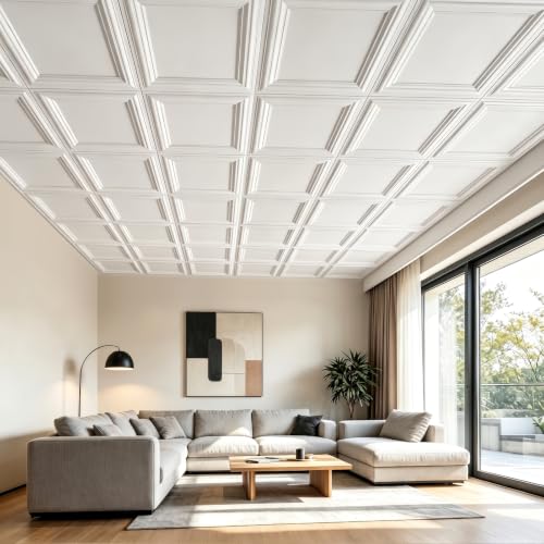 Image of Art3d 36-Pack PVC Waterproof Drop Ceiling Tiles, 24 x 24 inch, Square White