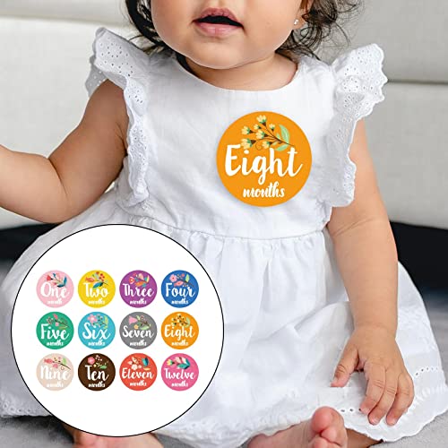 segolike 12 peças adesivos mensais do bebê adesivos florais do mês do bebê 1-12 meses adereços para