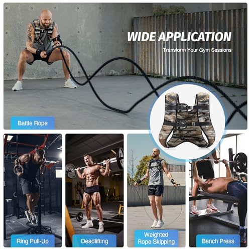 ZELUS Weighted Vest, 6lb/8lb/12lb/16lb/20lb/25lb/30lb Weight Vest for Men Women with Storage Pocket Reflective Strips for Strength Training Running Muscle Building, Brushstroke Sand Camo (20 lb)