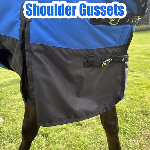 Image of Horse Turnout Blanket, 1680 D Horses Blanket with Detachable Neck Cover, 220g Filling Medium Weight Blankets, Waterproof Snow Proof Blanket for Horses