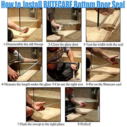 2-Pack Butecare Frameless Shower Door Bottom Seal – Stop Shower Leaks and Create a Water Barrier (3/8” x 39”)