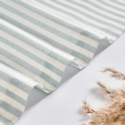 TOPICK Scheibengardinen Streifen Bistrogardine 1Stück H40xB125 Weiß Blau – Ansicht 6