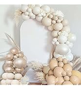 White Balloon Arch Kit,SCMDOTI Double Stuffed Pearl White Nude Neutral Balloon Garland Kit for Bo...
