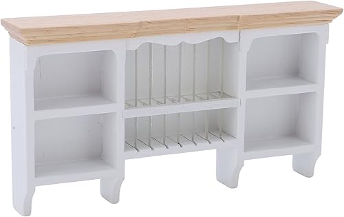 Miniatura 7 de 1/12 Miniatura Gabinete de almacenamiento montado en la pared Pintado a mano casa de muñecas Armario hecho a mano Mini estante (blanco)