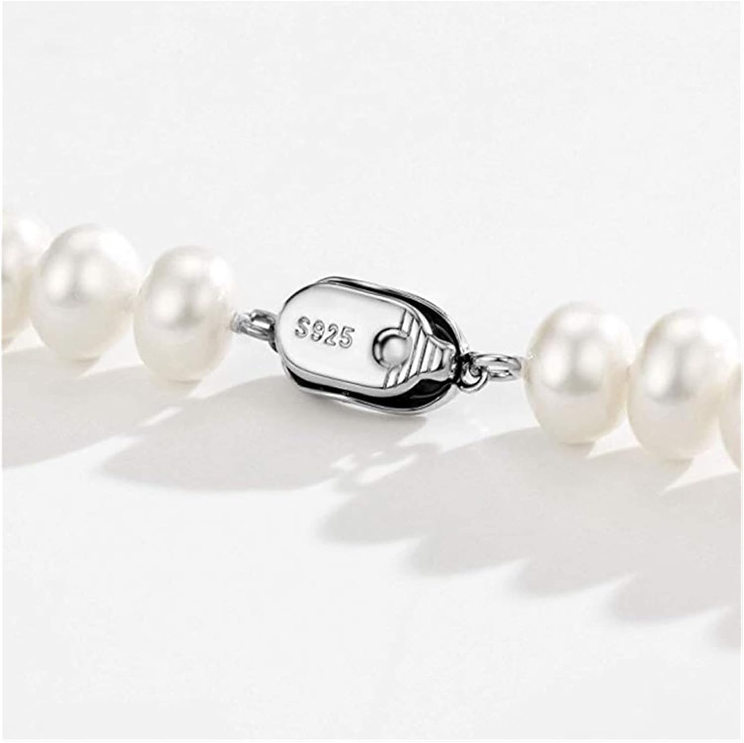 White 7-10mm Freshwater Cultured Pearl Strands Necklace Sterling Silver Fine Jewelry Fit for Women Birthday Gift (Length : 40cm, Size Per Pearl : 9-10mm)