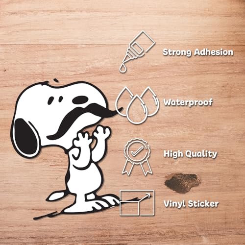 Vinilo de Snoopy con bigote resistente para decorar tu MacBook y coche 5