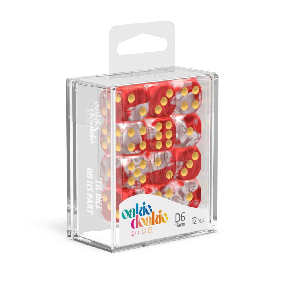Oakie Doakie Dice W6 Würfel Set - 12 Stück, 16 Mm, Hornet, In Transportbox