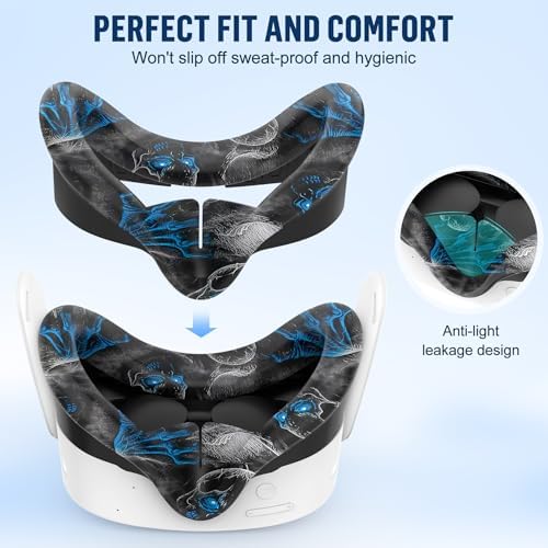 Silicone Cover Set Compatible with Meta/Quest 3S Accessories, Controller Grips, VR Protector Face & Front Shell Headset Cover and Lens Protective Cove-r (Illusion Black) - 4