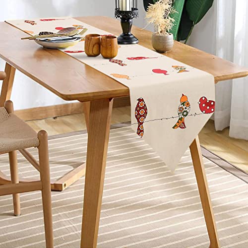 Image of Urban Space 100% Cotton Dining Table Runner, Printed Anti Skid Runner for Dining Table, Center Table Runners for 4 Seater & 6 Seater Table (13 inch x 76 inch, Humming Bird Red)
