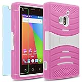 Coolpad Rogue / 3320A Case, INNOVAA Turbulent Heavy Duty Shockproof Kickstand Dual-Layer Rugged Armor Case W/Free Screen Protector & Touch Screen Stylus Pen - White/Pink