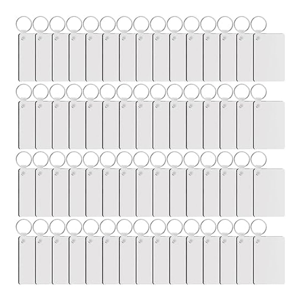 Durratou 180Pieces Sublimation Keychain Blanks Rectangle Heat Transfer Blanks with Key Rings MDF Blank for Sublimation DIY Durable Easy to Use