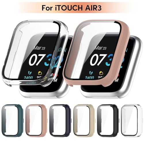 COKABY Anti-scratch PC Protective Case+Screen Protector for iTOUCH AIR 3 Cover with Tempered Glass Film Smartwatch Hard Shells