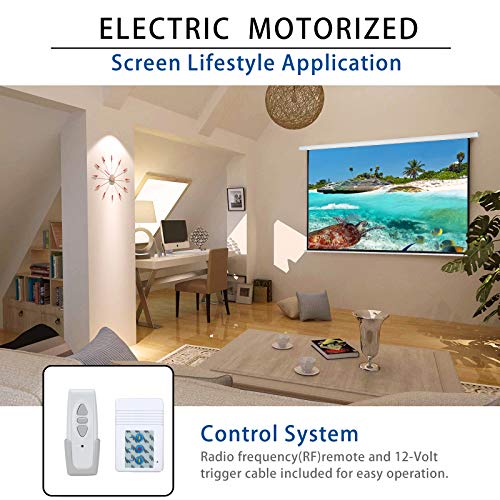 Image of Kayle 120 inch Motorized Projector Screen Electric Diagonal Automatic Projection 4:3 HD Movies Screen for Home Theater Presentation Education Outdoor Indoor W /Remote Control and Wall /Ceiling Mount (White)