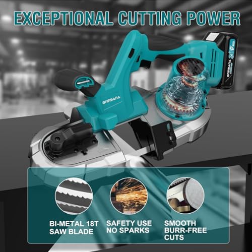 Cordless Bandsaw, ONEMANA 20V Brushless Power Band Saw, 2.5" Deep Cut Metal Bandsaws, 6 Speeds Portable Bandsaw for Cutting Metal, Pipe, Conduit (Battery Included) 2 Cordless Bandsaw, ONEMANA 20V Brushless Power Band Saw, 2.5" Deep Cut Metal Bandsaws, 6 Speeds Portable Bandsaw for Cutting Metal, Pipe, Conduit (Battery Included) - Image 2