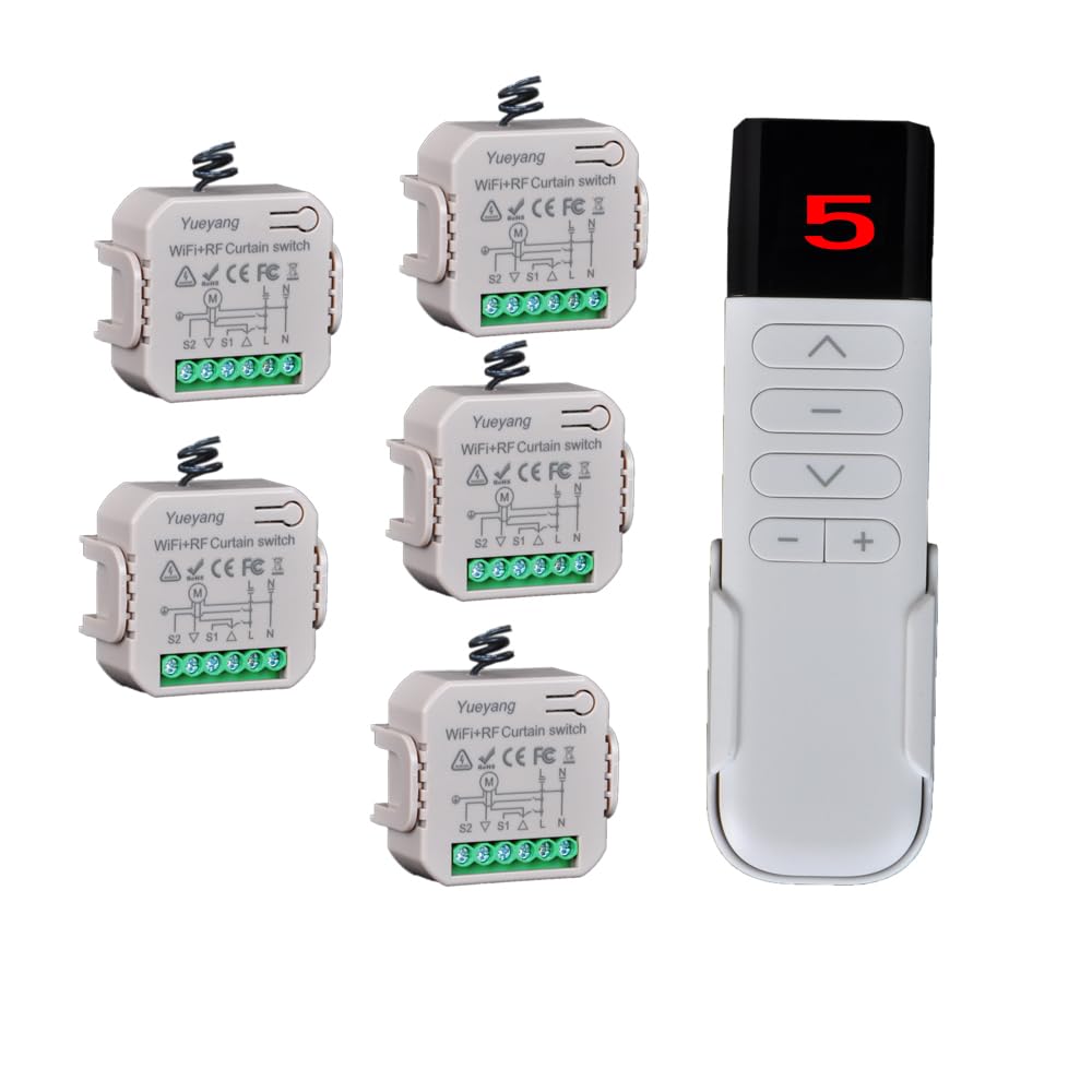 Yueyang Interruttore Tapparelle WiFi con Telecomando RF433mhz,Modulo Interruttore Wifi per Tapparelle Elettriche,Timer Switch per Persiane Avvolgibili e Tende,Compatibile con Alexa e Google Home (5)