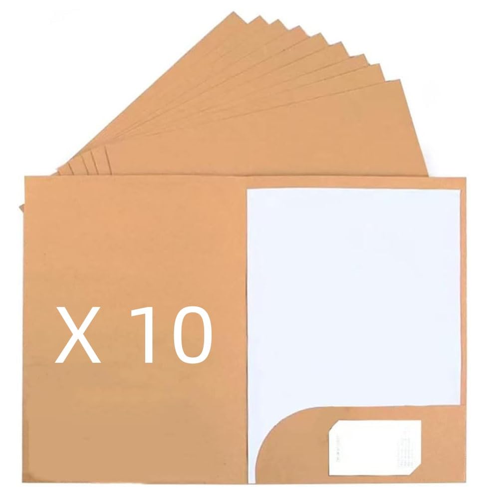 Oaygat 10Pcs A4 File Folder Kraft Paper Office Insert Presentation Holder Storage Organizer Paper Business Project Folder Single Insert Folder for Document Business Report