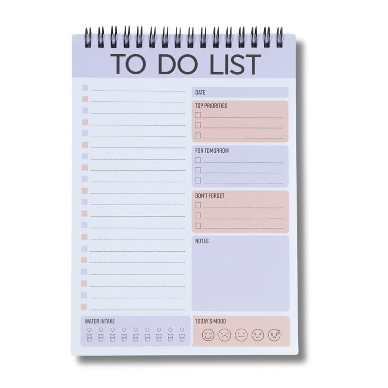 Spiral-Bound To Do List Notepad - Daily Planner/Organizer with Priority Sections - Ideal for Home, Office, and School - 60 Spiral-Bound Sheets.