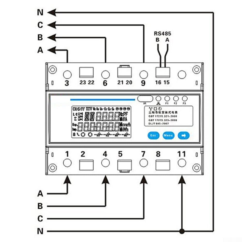 Digitaler Stromzähler DTSU666, Stromzähler dreiphasig, vieradrige Führungsschiene Der Smart Power Sensor DTSU666 unterstützt die Kommunikation über RS485 (3 × 220/380V 50HZ 5 (80) A)