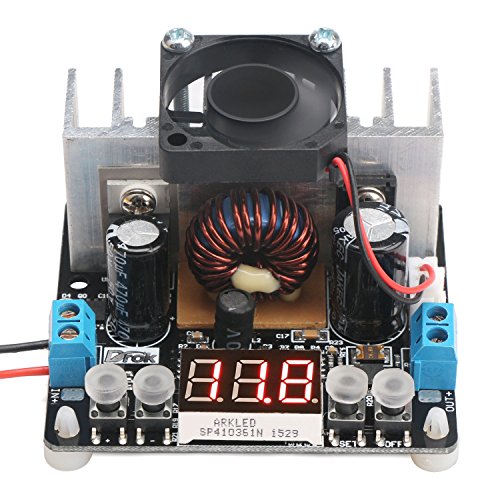 Droking Reglaje del regulador de voltaje ajustable con ventilador del disipador DC-DC Buck Convertidor 6-40V a 0-38V 8A Estabilizador de voltaje Fuente de alimentación Módulo convertidor reductor