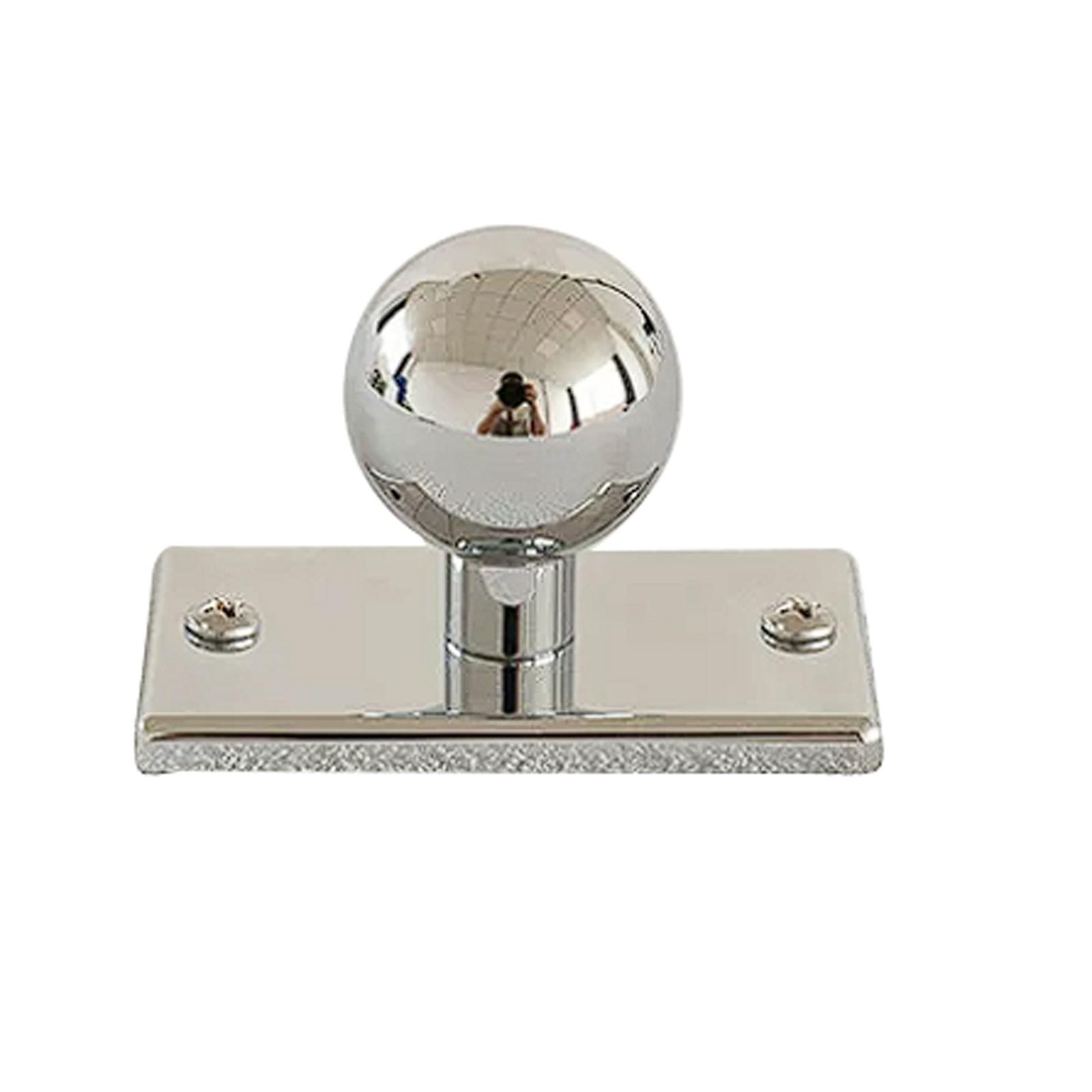 Chenhoju Bright Silver Brass Cabinet Door Pulls With Spherical Design Double-Hole Rectangular Base For Wardrobe And Drawer Hardware Cabinet Pulls(,L)