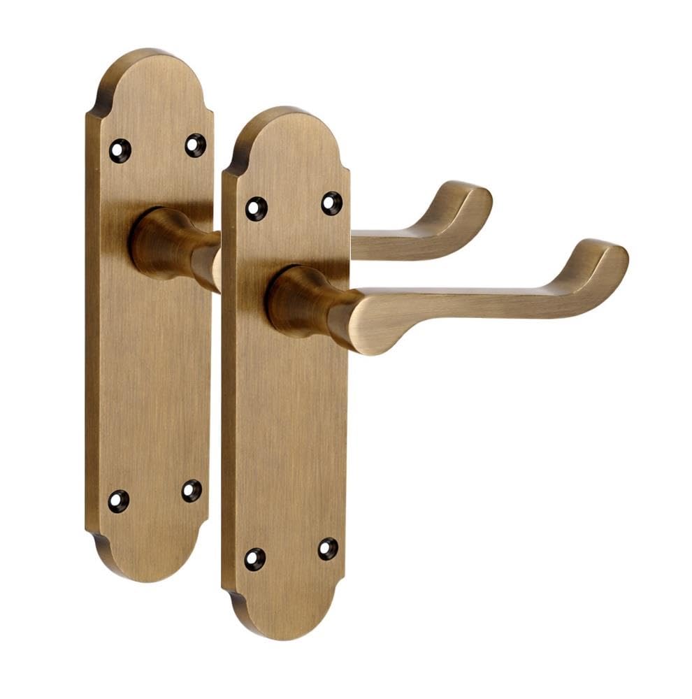 Golden Grace Antique Brass 1 Pair Victorian Epsom Design Scroll Interior Door Handle Finish 168 X 40Mm