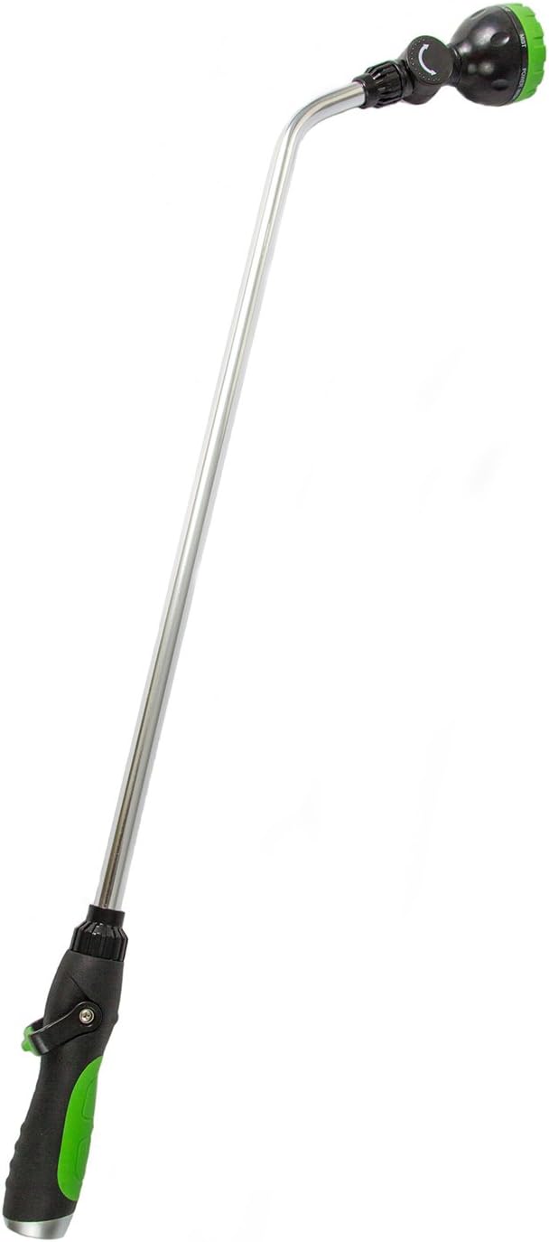 Garden Spray Watering Wand for Hose with 7 Nozzle Patterns and Easy Shut Off Valve for Lawns, Gardens, Baskets, Flowers, Shrubs, and More, 33 Inch Long Handle